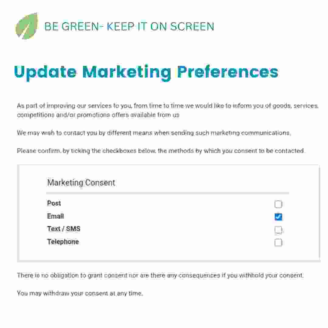 Update Marketing preferences