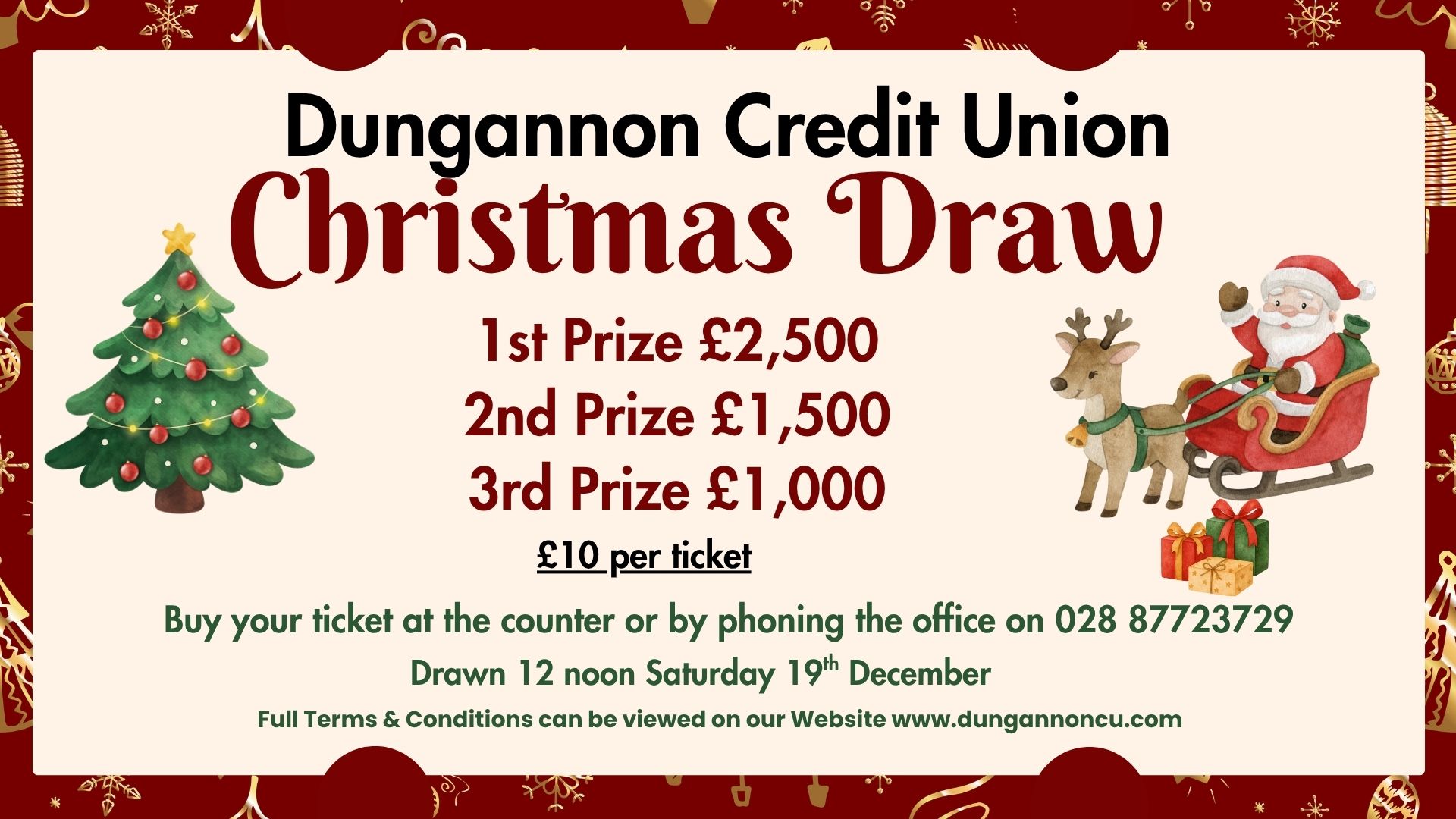 DCU Christmas Draw - Tickets Now On Sale for £5,000 Prize Fund
