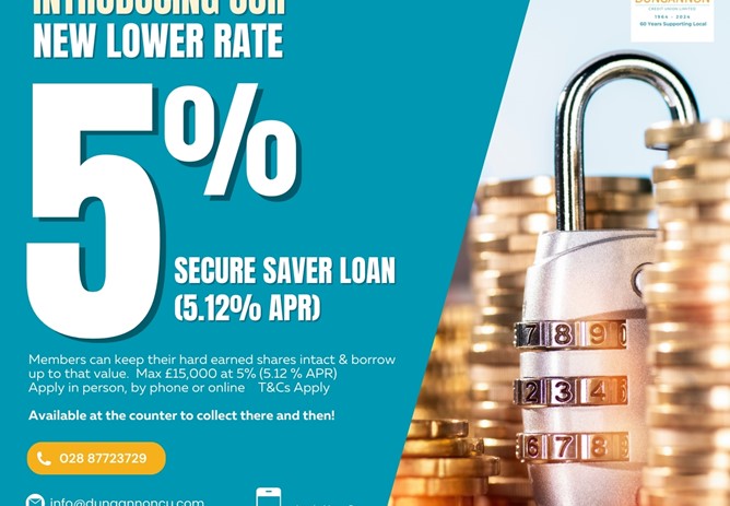 Introducing Our New 5% (5.12 APR) Secured Saver Loan